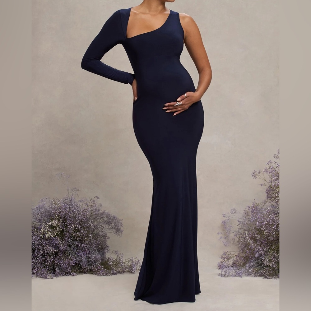 Club L London Blue One Shoulder Cocktail Gown